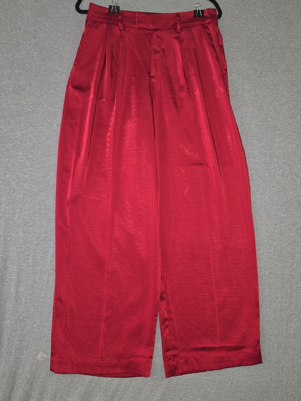 a new day Red Wide-Leg Satin Trousers